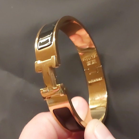 Hermes Jewelry - Authentic Hermes Black and Gold Clic GM Cuff Bracelet
